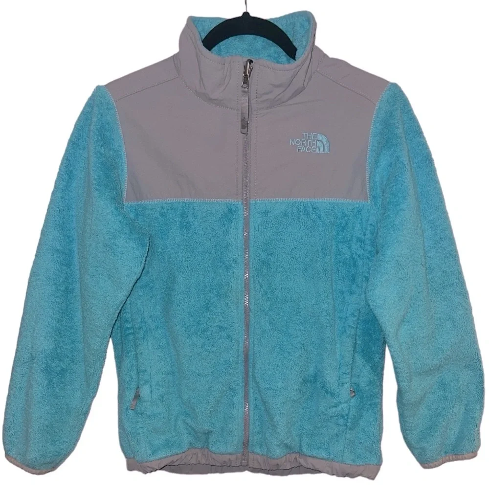The North Face Girls Denali Zip Up Fleece Turquoise/Grey Jacket Size Large 14/16 - Picture 1 of 11